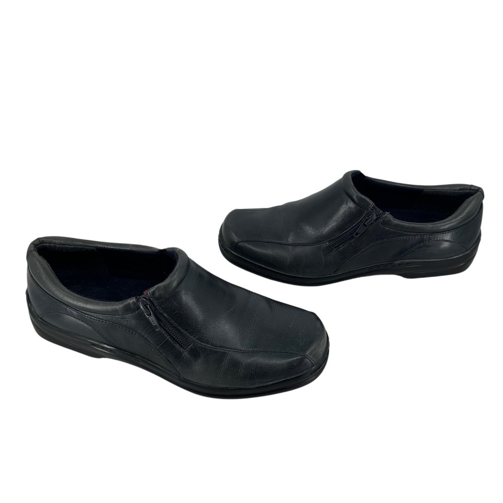 Naturalizer Womens Blue Leather Side Zip Loafers Comfort Shoes‎ 8.5W 625N76
